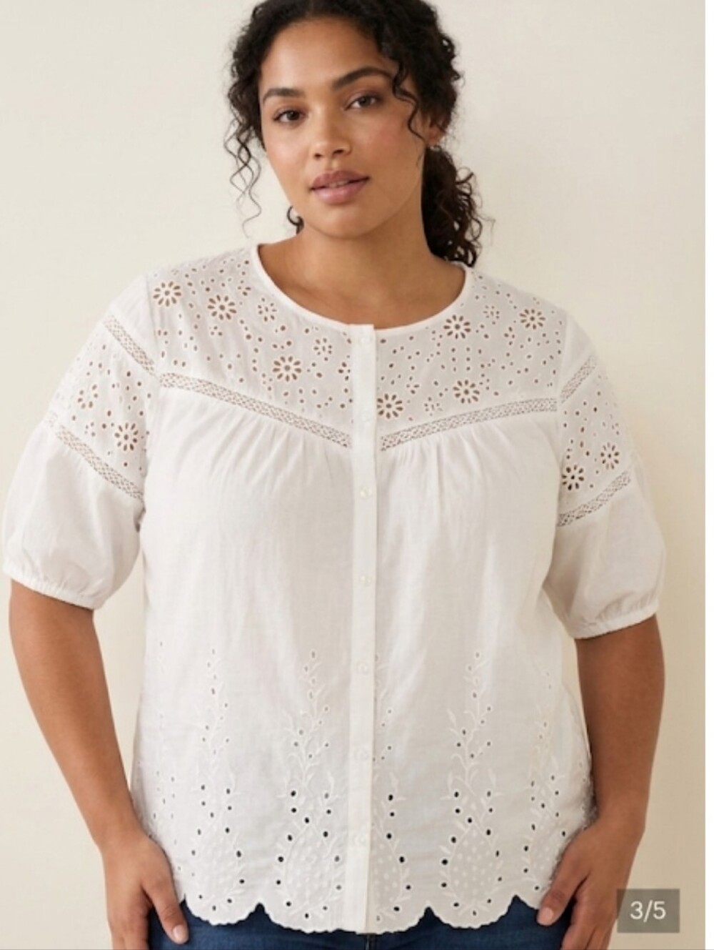 LIV LOS ANGELES WHITE EYELET EMBROIDERED BLOUSE SIZE 1X